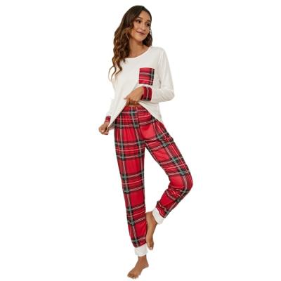 China New QUICK DRY Women's Pajamas Pattern Home Wear Color Blocking Woven Plaid Spring and Autumn Milk Silk Nightgowns Round Neck Knee Length for sale