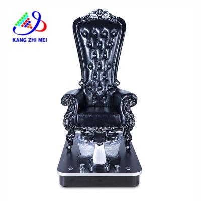 China Hot Sale Queen Black Nail Salon High Back Throne Pedicure Chairs With Sink for sale