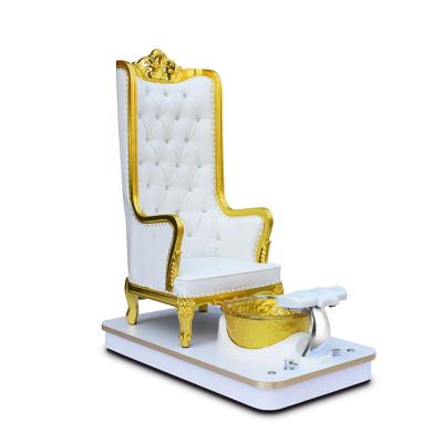 China Removeable Royal White Pipeless Footstool No High Back Plumbing Spa Luminous Massage Throne Queen Pedicure Chair for sale