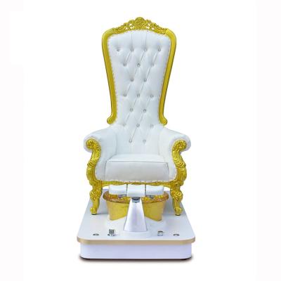 China Removeable Footrest Salon Wholesale Luxury High Back Pipeless Manicure White Foot Spa No Throne Pedicure Plumbing Chair for sale