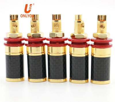 China audio & OEM Video High End Gold Plated Carbon Fiber 4mm Post Speaker Amplifier Copper Binding Terminal for sale