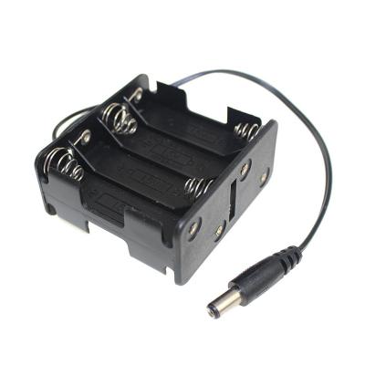 China Plastic Rack 12V 8AA Battery Cell Holder Box (Open) Case With Lead Wire 2.1mm DC Plug for sale