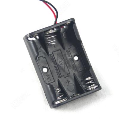 China Plastic 4.5v Three 3 AAA Battery Cell Holder Box Case (Open) Holder With Wire Leads for sale