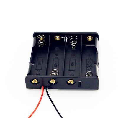 China Holder (Open) Plastic 6V 4 AA Battery Cell Holder With Wire Leads for sale