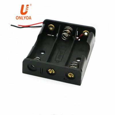 China Plastic 4.5V 3 x AA Battery Cell Holder Box (Open) Case Compartment with Wire Leads for sale