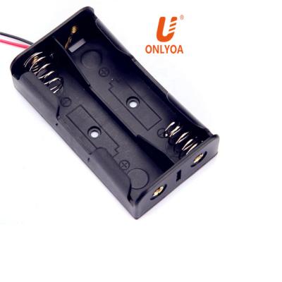 China Plastic 3V Battery Cell Holder Box Dual 2 AA Double Holder (Open) Cash Compartment with 2 Wire Leads and 2 PC Terminals for sale