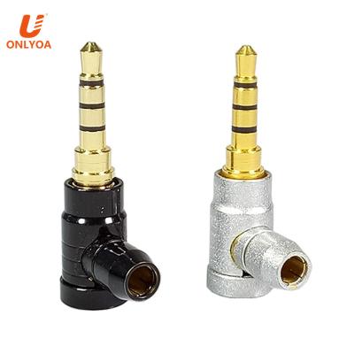 China Wholesale Price 4 Pin Right Angle Plug 3.5mm Male Stereo Audio Jack Connector For Wire Adapter for sale