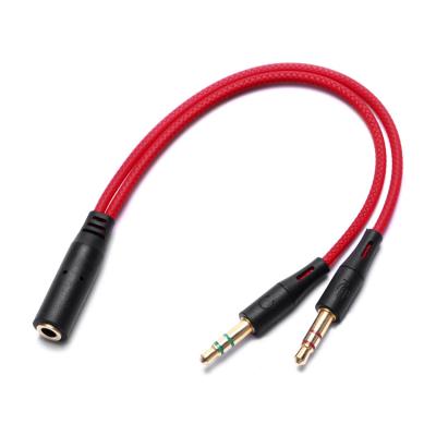 China Gold Plated MM Mic Audio Aux Y Speaker 3.5 Splitter 1 Female To Male Earphone 2 Earphone Extension Cable For Headset Etc. headphone for sale