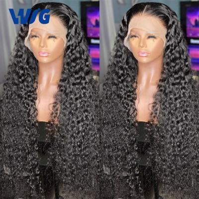 China Hd Full Lace Wig Cheap Transparent Lace Front Wig Deep Wave Hair Wig 13*4 Lace Front Short Bob, Unprocessed Brazilian Virgin Hair Wet And Wavy Wig for sale