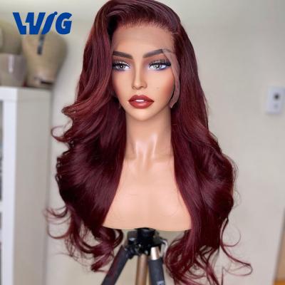 China Cheap Body Wave Hair Hd Transparent Lace Frontal Wig 99J Burgundy Colored Full Lace Wig Hd Cheap Transparent Full Lace Frontal Wig For Black Women Hot Sale for sale