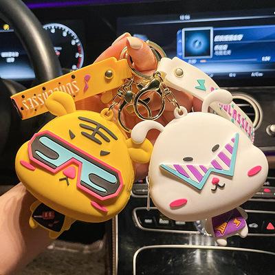 China Cute PVC Cartoon Silicone Tiger Coin Purse Dog Key Chain Kids Coin Storage Bag Rabbit Gift Bag Pendant Small for sale