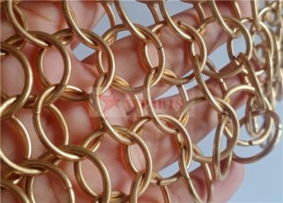 China Gold Color Chainmail Mesh Fabric 1.5x15mm For Room Partition for sale