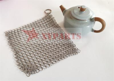 China Faster Chain Mail Scrubber With Wood Pulp Sponge For Cast Iron Skillet for sale