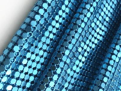 China Shiny Blue Aluminum Oem Metal Sequin Mesh Chain Mail Fabric Metallic Sequin Tablecloth for sale