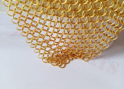 China Gold Color Stainless Steel Chainmail Wire Mesh Curtain For Space Dividers for sale