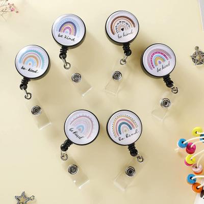 China Durable ABS Rainbow Patch Epoxy Nurse Reel English Inspired Printing Retractable Badge for sale