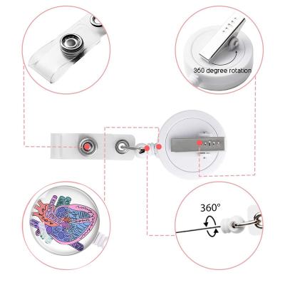 China Newcomers Retractable Badge Holder Brain Heart Brain ID Card Badge Holder Epoxy Plastic Hand Painted Needle Uterus Patch Retractable Badge Holder for sale