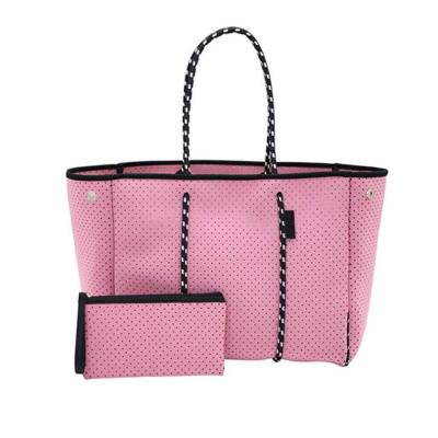 China 2021 New Fashion Neoprene Bag Beach Perforated Bag Tote Handbag Bags For Women Waterproof for sale