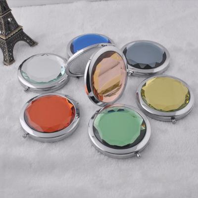 China Various Color Wholesale Dresser Crystal Portable Custom Pocket Mirror for sale