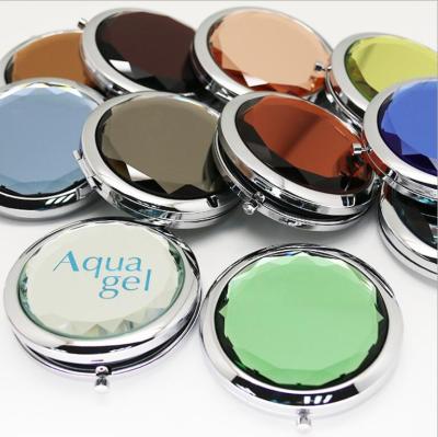 China Fashion Contract Colorful Metal Dresser Crystal Round Small Makeup Mirror for sale