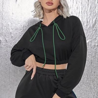 China High Quality Casual Custom Drawstring Top Custom Crop Top Anti-wrinkle hoodies women white hoodies plain logo crop top hoodie for sale