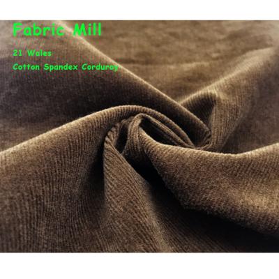 China 21 Wales Spandex Organic Printed or Solid Corduroy with 97% Cotton 3% Spandex which also called 21W Cotton Spandex Rope for sale