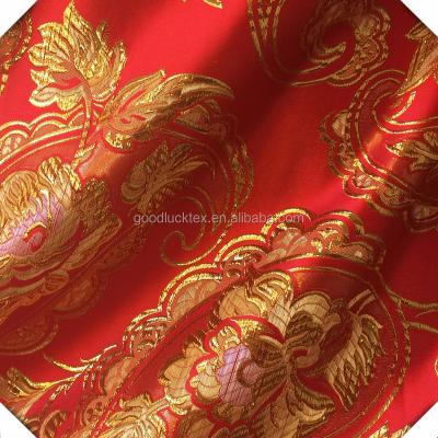 China Chinese factory wholesale red anti-static brocade and gold fabric for sale