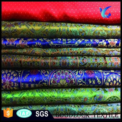 China Fancy Jacquard Brocade Brocade Nylon Breathable Shiny Fabric Polyester Lining Fabric for Wedding, Home, Hotel and Party Decoration for sale