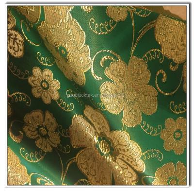 China Green Chinese Heat-insulation Metallic Yarn Jacquard Brocade Fabric for sale