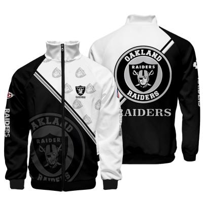 China Wholesale NFL Raiders Logo Long Sleeve Regular Casual Warm Fashion Autumn Winter Wear Men Women Unisex Jackets for sale