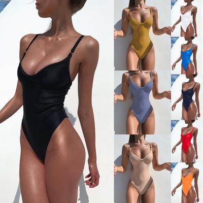 China Private Label Anti-UV Custom String Thong High Cut Plus Size Monokini Colorful Yarn One Piece Swimsuit for sale