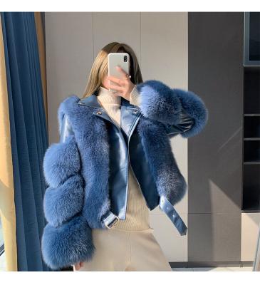 China Blue Raccoon Fur Coat Girls Ladies Women Real Mink Fox Raccoon Fur Coat Stripper Viable Bubble Coat for sale