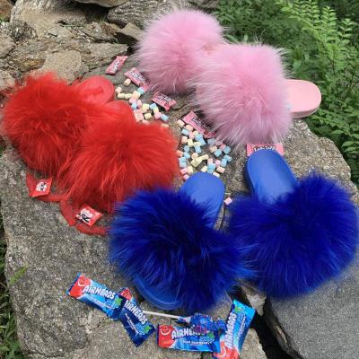 China Fashion Trend Fox Fur Slipper Kids Faux Fox Fur Slides For Women for sale