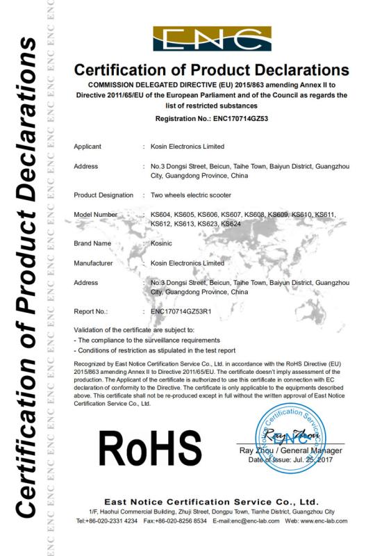 RoHS - Guangzhou Kosin Electronics Limited