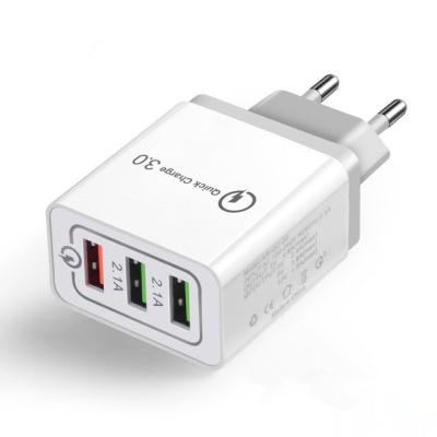 China Mobile Phone Factory Supply Fast 3 Port USB Charger QC 3.0 Adapter Wall Charger for sale