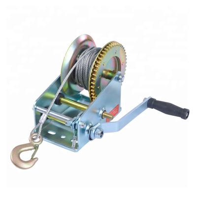 China AUTO maker manual hand winch mechanical 2000lbs galvanized operated mechanical with cable for sale