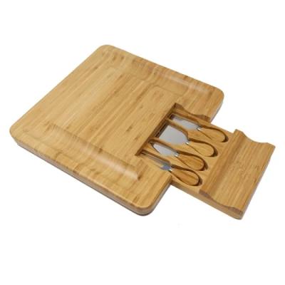 China Disposable Wholesale Bamboo Cheese Board Cheese Dish With Cutlery Set for sale