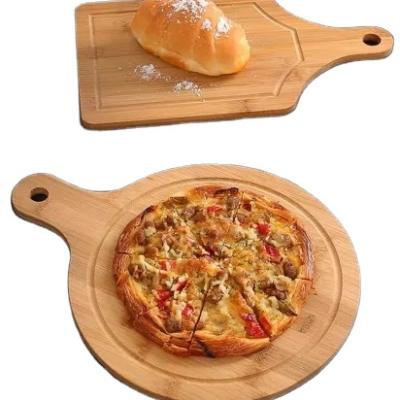 China Sustainable Eco Friendly Bamboo Pizza Tray Snack Plate Bamboo Round Pizza Product for sale