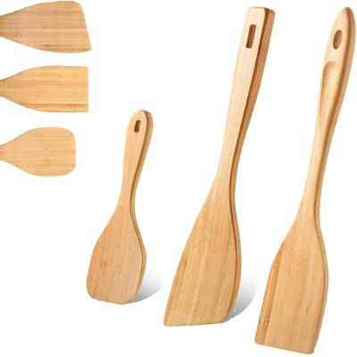 China Disposable 3 Pieces Bamboo Cooking Spatula And Rice Paddle Set Heat Resistant Bamboo Spatula Bamboo Spoon Kitchen for sale