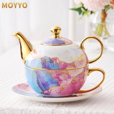 China New Morden Luxury Style Custom Logo Coffee Cup Luxury Porcelain Water Kettle Set for sale