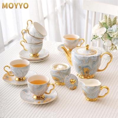 China Sustainable High Quality Viridis Color Tea Cup Table Set Coffee Pot Sets With for sale