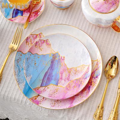 China Luxury Porcelain Dinnerware Unique Morden Bone China Dinner Dishes for sale