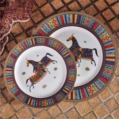 China Morden Luxury Dinnerware Ceramic Dish Set Plate Gold Luxury Dinner Dishes for sale