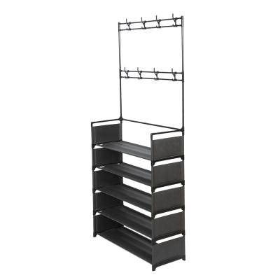 China Wholesale Custom Adjustable (Height) Single Multilayer Stainless Steel Shoe Rack Floor Reinforced Double Row Shoe Rack for sale