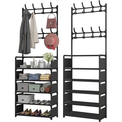 China Competitive Price (Height) Grade Vertical Adjustable Hanger Rack Commercial Black Metal Shoe Rack for sale