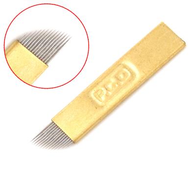 China 12F/14F permanent shape PCD blades eyebrow tattoo tebori needle microblading blades for 3D tattoo microblading manual pen for sale