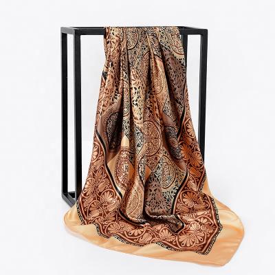 China Custom Satin Scarf Silk Printed Satin Square Scarf for sale