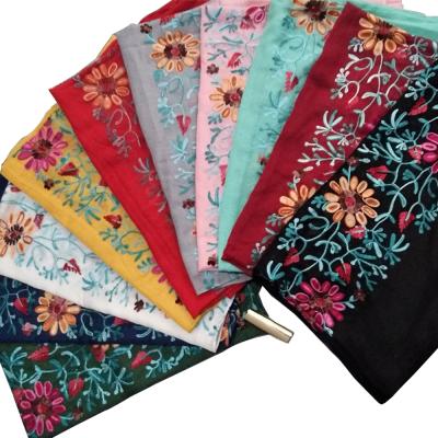 China Embroidery scarf made in cloth canvas women's new style Zhejiang summer style cotton neck embroidery scarf for sale