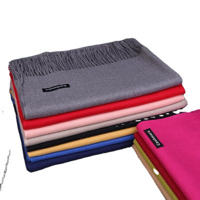 China Hot sale cashmere women pashmina scarf plain soild winter color cashmere scarf for sale