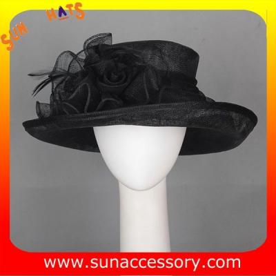 China New design elegant Church sinamay hats for women ,Sinamay wide brim church hat for sale